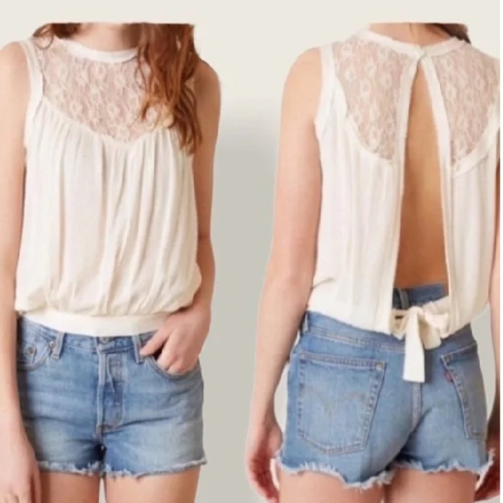 Gimmicks by BKE Lace Open Back Tank Top, S